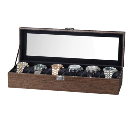 6 Slot Watch Box Retro Wooden Storage Watch Case Jewelry Display Organizer Gift