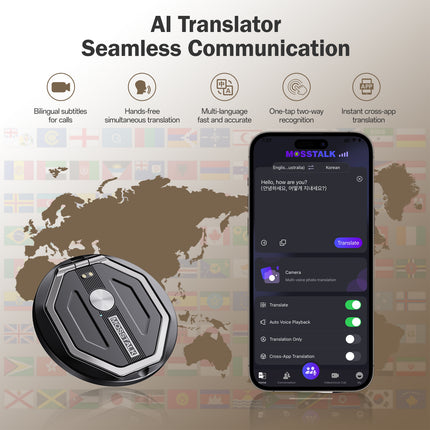 Mosstalk AI Voice Recorder Notetaker Language Translate Device Translation