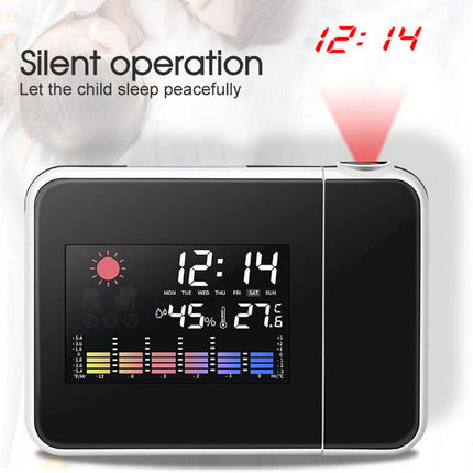 Smart Digital LED Projection Alarm Clock Temperature Time Projector LCD Display