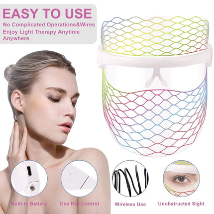 7 Color LED Light Photon Face Neck Mask Rejuvenation Skin Facial Therapy Wrinkle