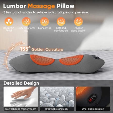 3 In1 Lumbar Traction Massager Vibration Heating Waist Back Sciatica Pain Relief