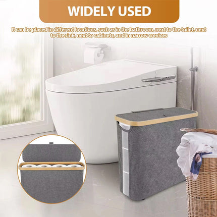 Toilet Paper Holder Bathroom Organizer with Lid Paper Storage Basket Collapsible