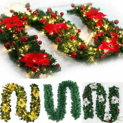 2.7m Christmas LED Garland String Fairy Lights 40cm Xmas Wreath Tree