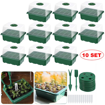 10pcs Seedling Tray Garden Plant Seeds Grow Box Propagation Planting 12 Hole