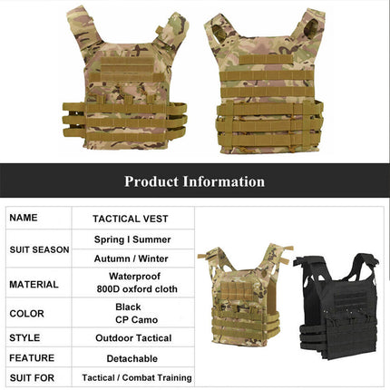 Military Tactical Vest JPC Airsoft Molle Combat Plate Carrier Paintball Hunting Cp Camo