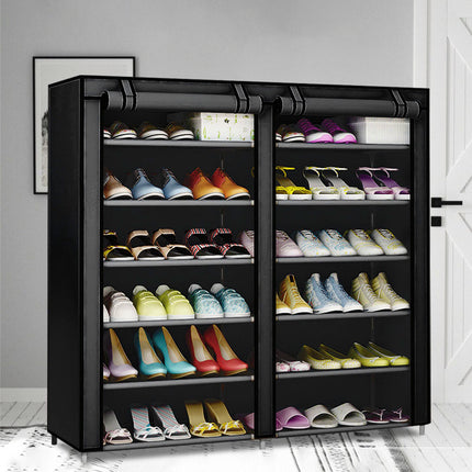 UP TO 36 Pairs Shoes Cabinet Storage Shoe Rack with Cover Portable Wardrobe Black