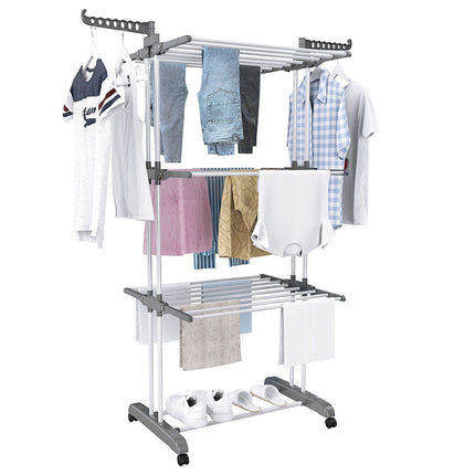 3 Tier Foldable Clothes Airer Folding Hanger Drying Rack Multi-Functional Stand Blue