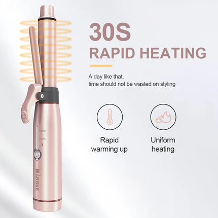 Portable Curling Wand, Mini Cordless Curling Iron USB Rechargeable Ceramic Hair