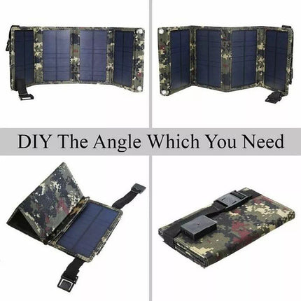 Folding Solar Panel Folding Power Bank USB Outdoor Camping Hiking Phone Charger Camouflage