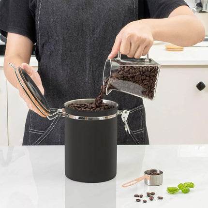 1.8L Coffee Canister Airtight Stainless Steel Vacuum Storage Bean Container