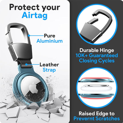 For Apple AirTag Heavy Duty Metal Case Air Tag Shell Shockproof Cover Blue