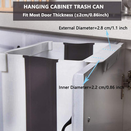 9L Foldable Hanging Trash Can Kitchen Cabinet Door Waste Bin Cupboard Basket White