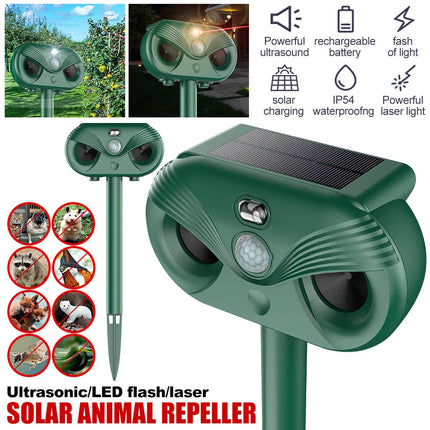 Ultrasonic Bird Repeller Solar LED Pest Control Scarer Deterrent Motion Sensor