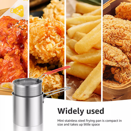Deep Fryer with Strainer Basket and Handle Stainless Steel Fry Pot+basket+cover+furnace+clip