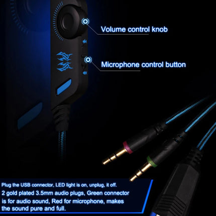 3.5mm Gaming Headset MIC LED Headphones Surround for PC Mac Laptop PS4 Xbox One