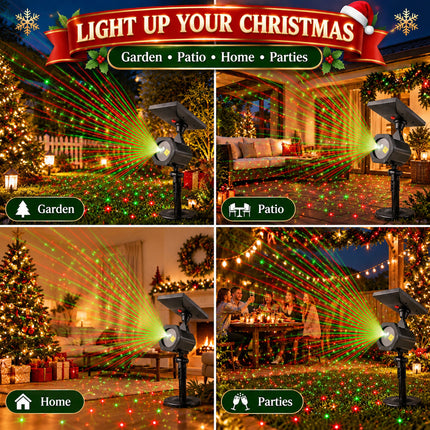 6 in 1 Solar Christmas Laser Projector Lights Outdoor Garden Yard Xmas Party Decor IP65