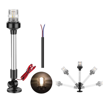 12" Led Anchor Navigation Light White Fold Down Boat Stern Lamp for Fishing Boat