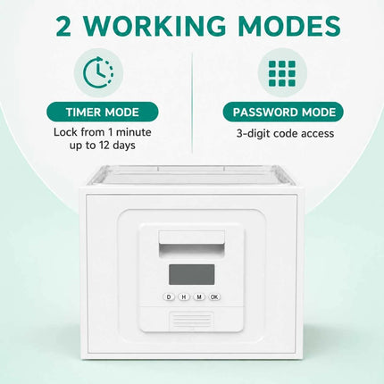 Timer Lock Box Food Snack Phone Medicine Safe 3 Digit Password Foldable Storage