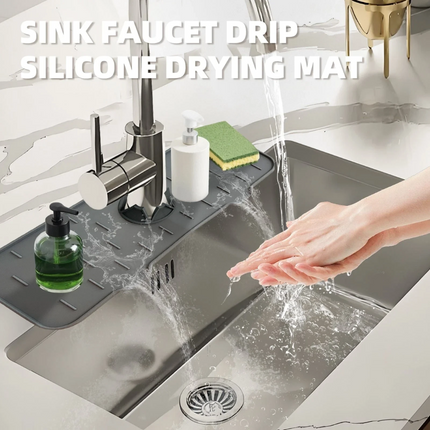 2pcs Silicone Faucet Drain Pad Drip Catcher Tray Kitchen Sink Splash Guard Slip Mat
