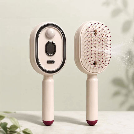 Rechargeable Mist Hair Brush Scalp Massager Detangling Comb USB-C 3-in-1
