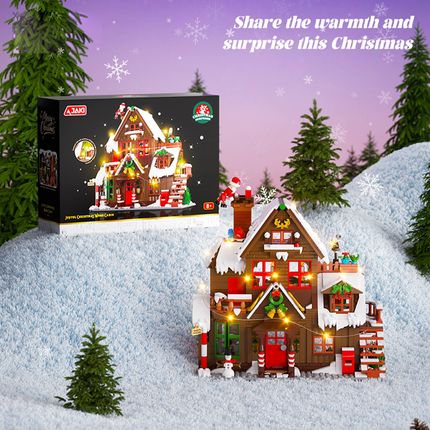 LED Christmas Cabin House Interactive Building Blocks Mini Bricks Toy Gift AU