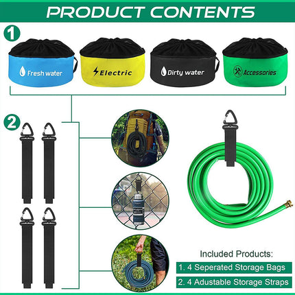 4pcs Caravan Hose Bags Water Hose Storage Bag Camping RV Cable Cords Organizer