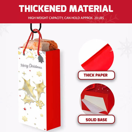 12 Christmas Wine Gift Bag Bottle Xmas Decoration Drawstring Decor Party Holder Red