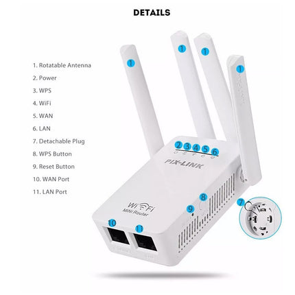 Wireless Amplifier Router Signal Booster 1200Mbps WiFi Range Extender Repeater
