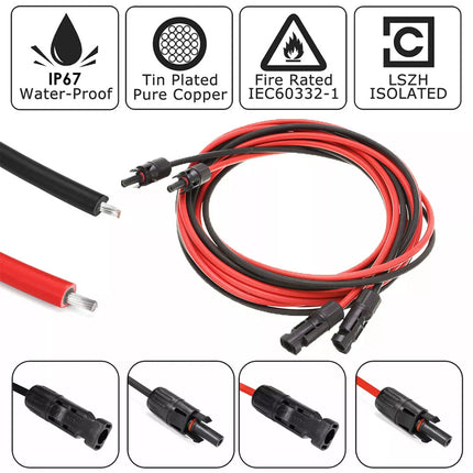 10M Extension Cable Wire Connectors Solar Panel To Regulator 6mm² 10AWG 12AWG
