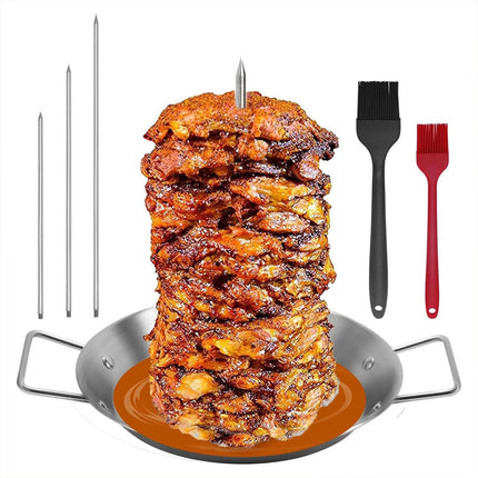 Stainless Steel Vertical Skewer Spikes Set Barbecue Spit Skewer Grill BBQ Pan