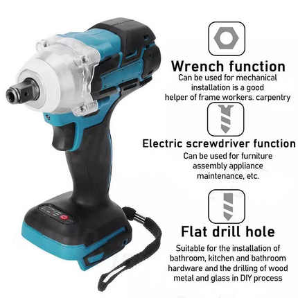 1/2" Cordless Impact Wrench Driver Brushless Rattle Gun For Makita 18V Battery