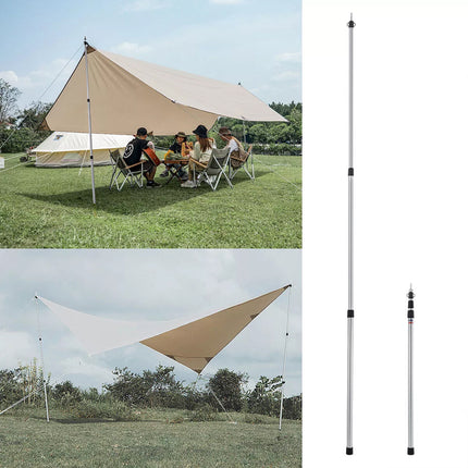 2X Kit Aluminum Camping Tarp Poles Telescoping Tent Pole Adjustable 90cm-230cm ALL set(Poles+Ropes+Pegs+Bags)