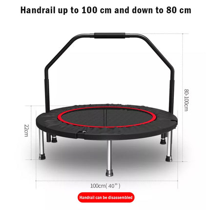 40” Fitness Trampoline Gym Rebounder Jogger Home Cardio Exercise Arch Handrail