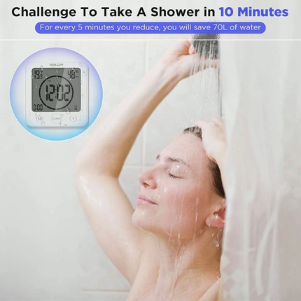 Waterproof Digital Bathroom Shower Clock Timer Alarm Temperature Meter Humidity