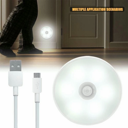 6pcs Motion Sensor LED Night Light USB Rechargeable Wall Mount Body Induction Lamp