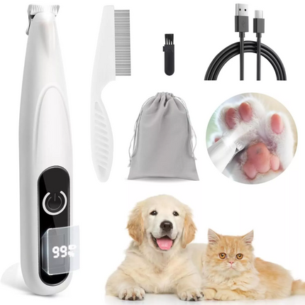 Pet Dog Electric Groomer Trimmer Pet Foot Hair Cat Dog Paw Shaver LED Waterproof