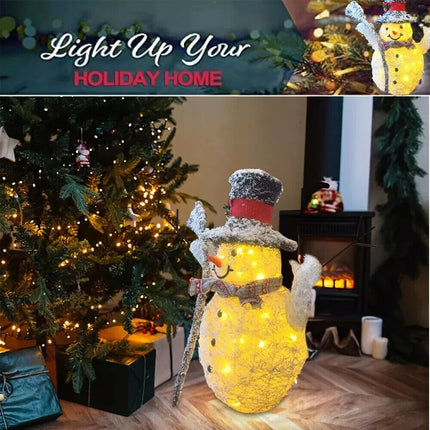 Snowman Metal Frame With Warm LED Light Christmas Decoration Lights Ornament