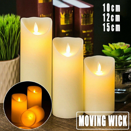 3Pcs Flameless LED Candles Battery Operated Flickering Flame Remote & Timer Gift