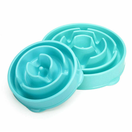 Dog Slow Feeder Pet Bowl Fun Bloat Maze Interactive Food Healthy Eating Dog Cat Blue-L