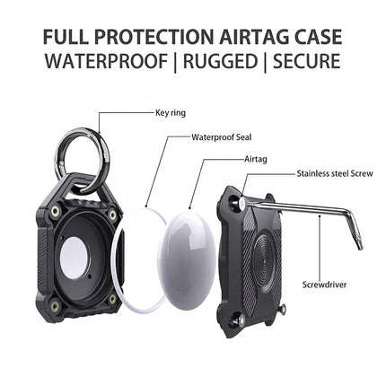 Black Apple AirTag Protective Case Waterproof TPU Cover Air Tag Tracker Loop Holder