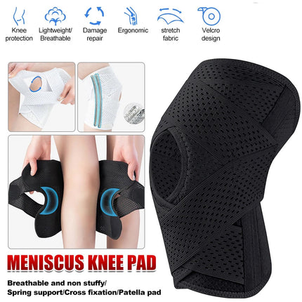 Knee Brace Support 3D Weaving Breathable Sleeve Gym Jogging Sports Joint Pain   (Black(1 Pair),M)