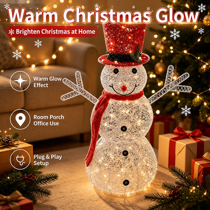 70cm Lighted Snowman Christmas Decoration LED Metal Frame Holiday Indoor Outdoor