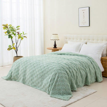 152*203cm Coral Fleece Large Blanket Soft Warm Sofa Bed Sheet Queen Twin Throw Green