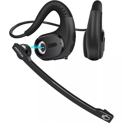 Bluetooth 5.3 Bone Conduction Headset Wireless Headphones & Removable Mic