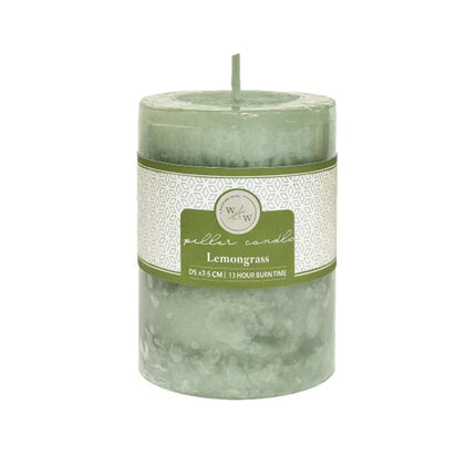 5x Scented Pillar candles  Scents Lemongrass Blue Magnolia Lavender Velvet Rose White Lily 5x7CM