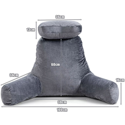 Bed Rest Pillow Reading Pillow Back Support w/ Detachable Neck Roll &amp; Covers