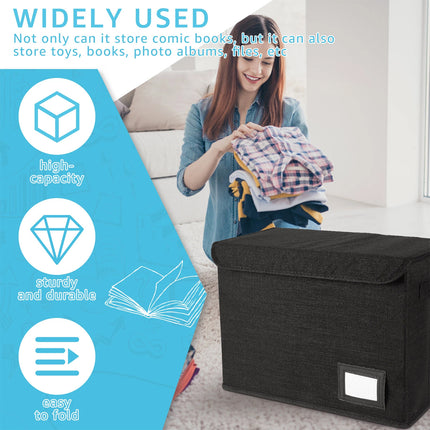 Comic Book Storage Box Foldable Comic Book Bin Washable Integrated Comic (black)