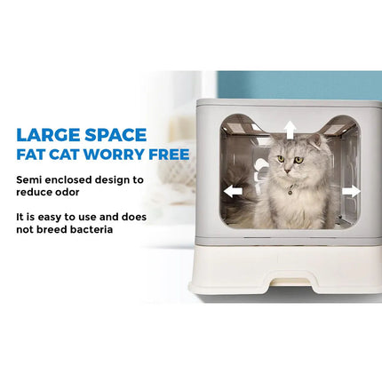 Self-Cleaning Hooded Cat Litter Box Refills Enclosed Large Kitty Toilet Box Tray