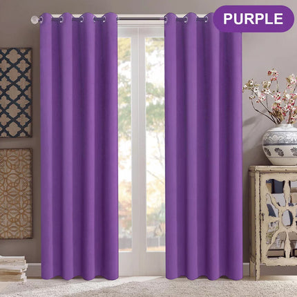 2X Blockout Curtains Blackout Window Curtain Draperies Pair Eyelet for Bedroom Purple