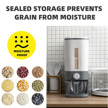 12Kg Auto Grain Case Cereal Rice Dispenser Storage Box Kitchen Food Container Grey